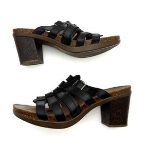 Dansko Dina Black Leather Strappy High Heel Sandals EU 40 US 9.5-10 9551027200